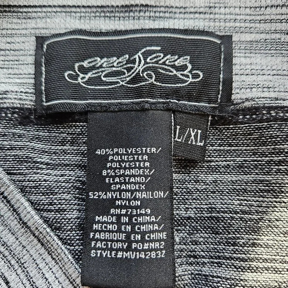 One 5 One Size L/XL Gray Black Leggings High Waist Stretch Pants Contrast Stitch - Picture 9 of 10